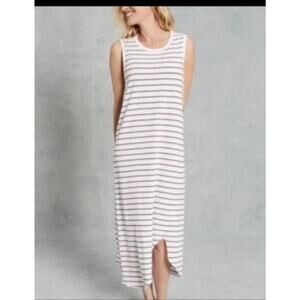Frank & Eileen Tee Lab Sleeveless Tank Dress Raw Hem Navy White Striped Size Sm